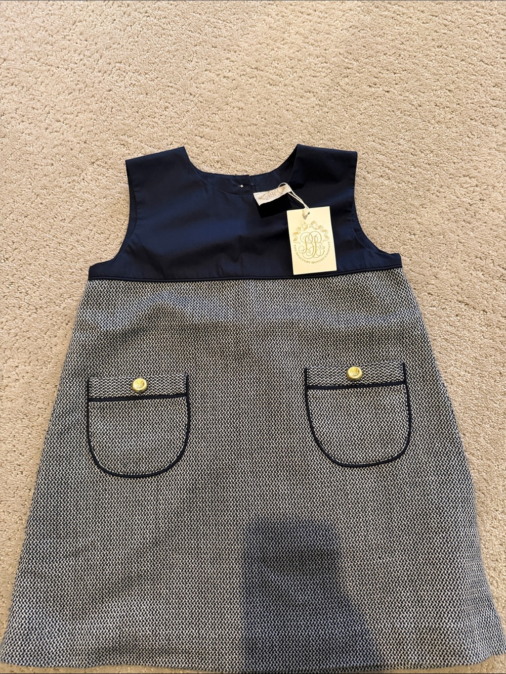 The Beaufort Bonnet Company Navy and Gray Tweed Pocket Dress Vest